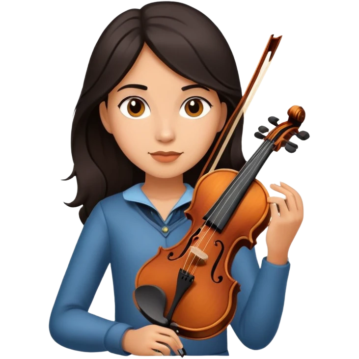 Девушка с темными волосами до плеч со скрипкой emoji