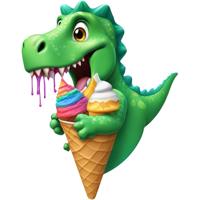Dinosaur eating ice cream  emoji