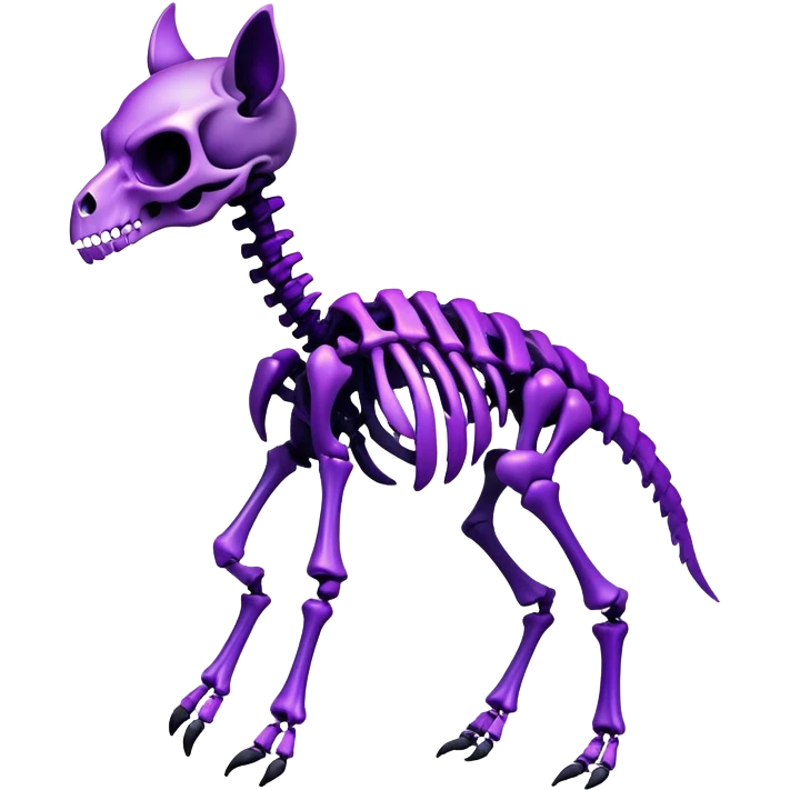 A black and purple gradient epic shiny cool edgy skeletal animal, full body emoji