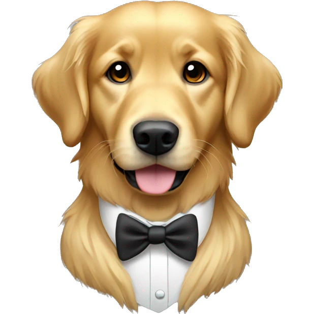 golden retriever in a tux emoji