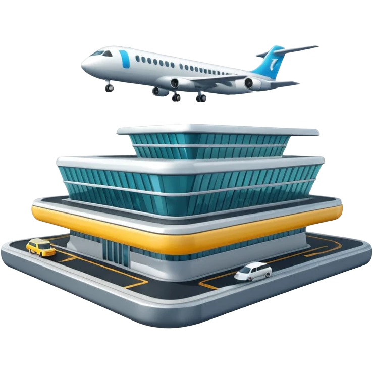 3d terminal building, planes emoji
