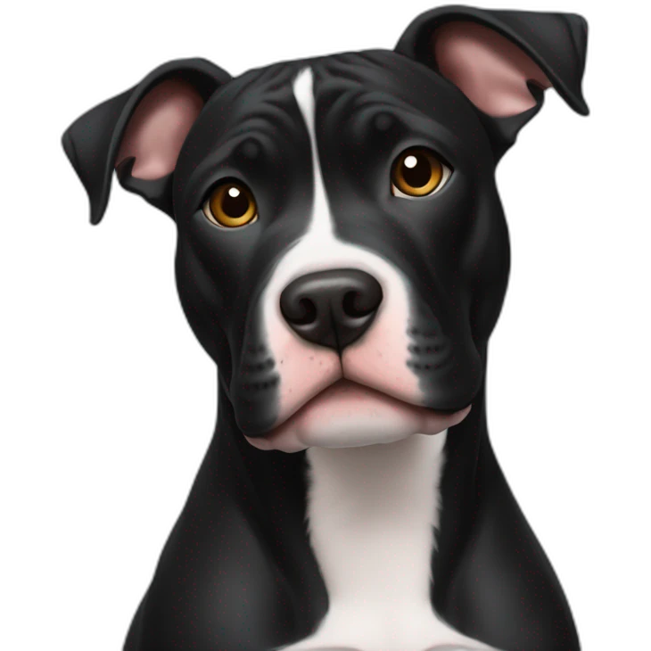 black tri pitbull with cropped ears emoji