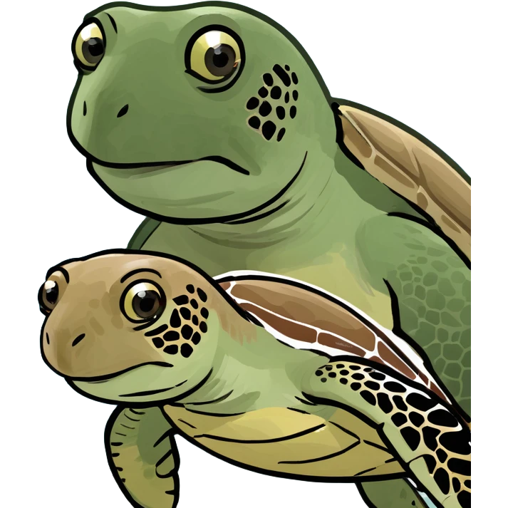 Sea turtle with a baby  emoji