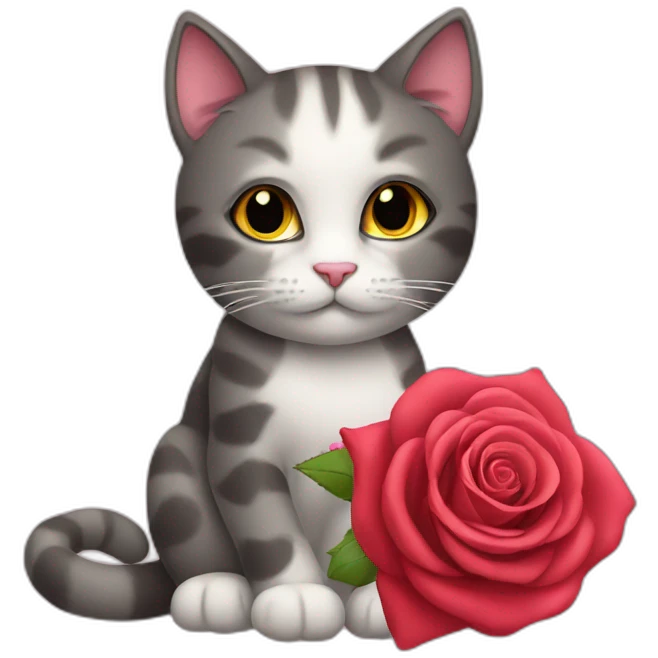 Cat with rose emoji