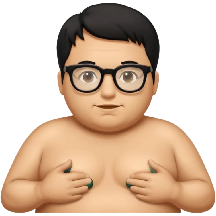 fat naked tan man with small penis with black hair and black glasses emoji