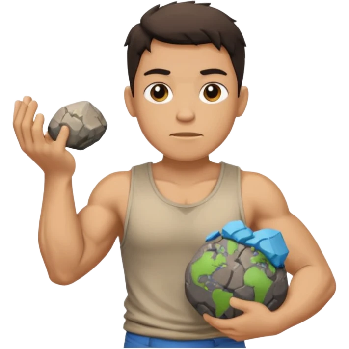 Atlas the greek god with a boulder and shirt With hole emoji