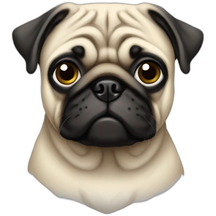 pug wearing a t-shirt emoji