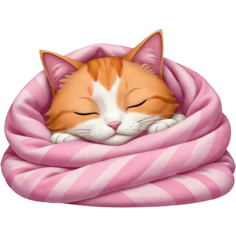 Calico Cat Sleeping Under A Pink Pastel Blanket  emoji