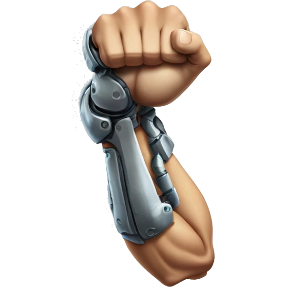 Cyborg arm and bicep with flexing shock emoji