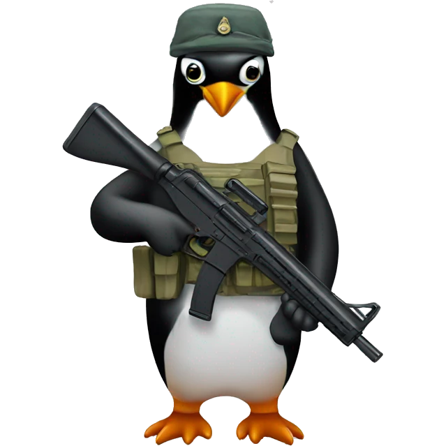Soldier penguin with gun emoji