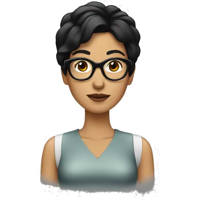 woman with black hair and eyelasses emoji