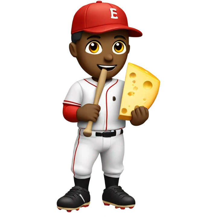 Baseball player with cheese and red hat emoji