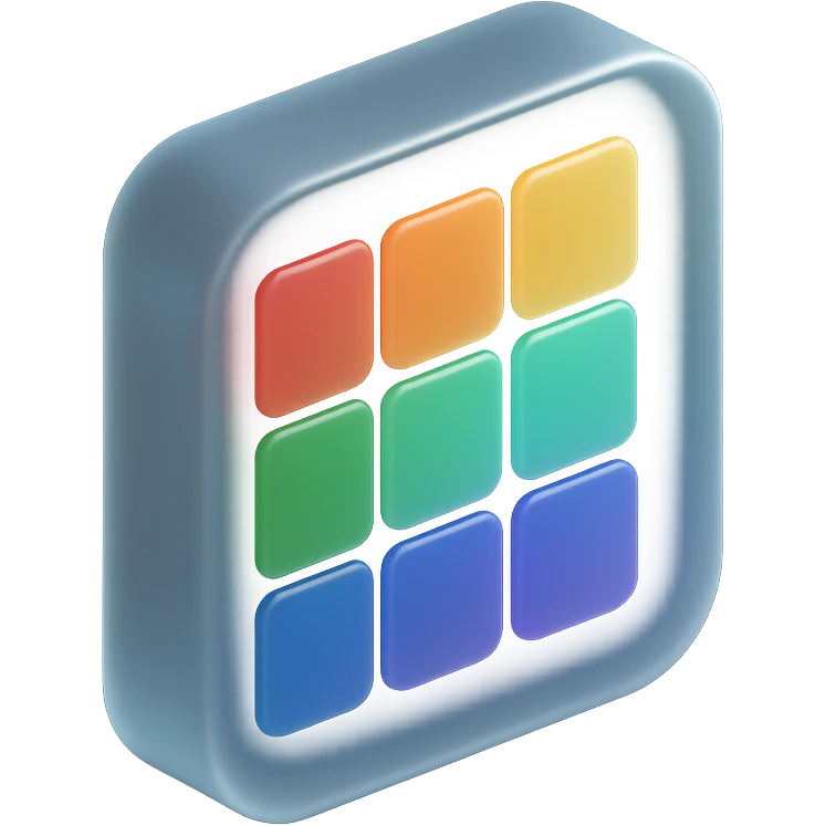 matte glass style 3D object with a colorful tile pattern visible inside emoji