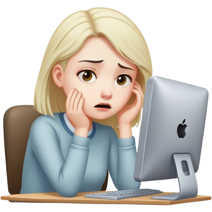 Girl being stressed at a computer  emoji