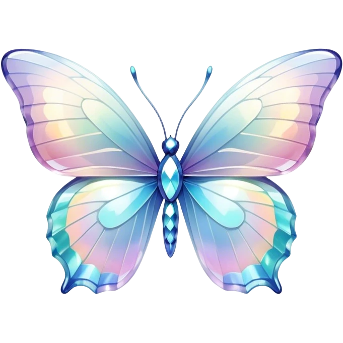 Sparkly glossy Pastel white iridescent glass crystal butterfly emoji