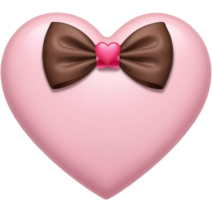 Soft pink heart with a soft brown bow ay the middle emoji