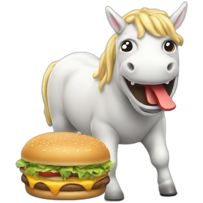 Licorne qui mange un burger emoji