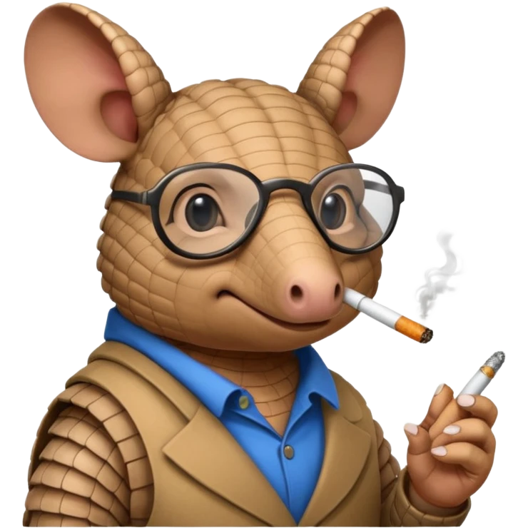 curious hacker armadilloarmadillo smoking cigarette whos always coding 24/7 emoji