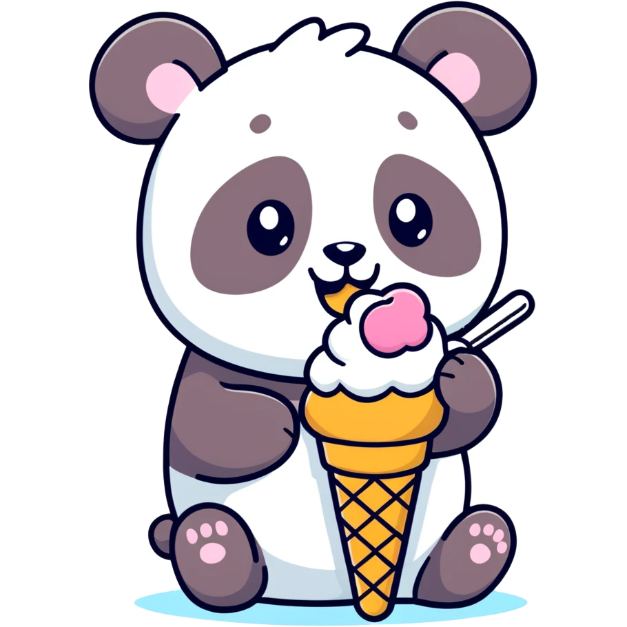 Panda eating ice cream emoji