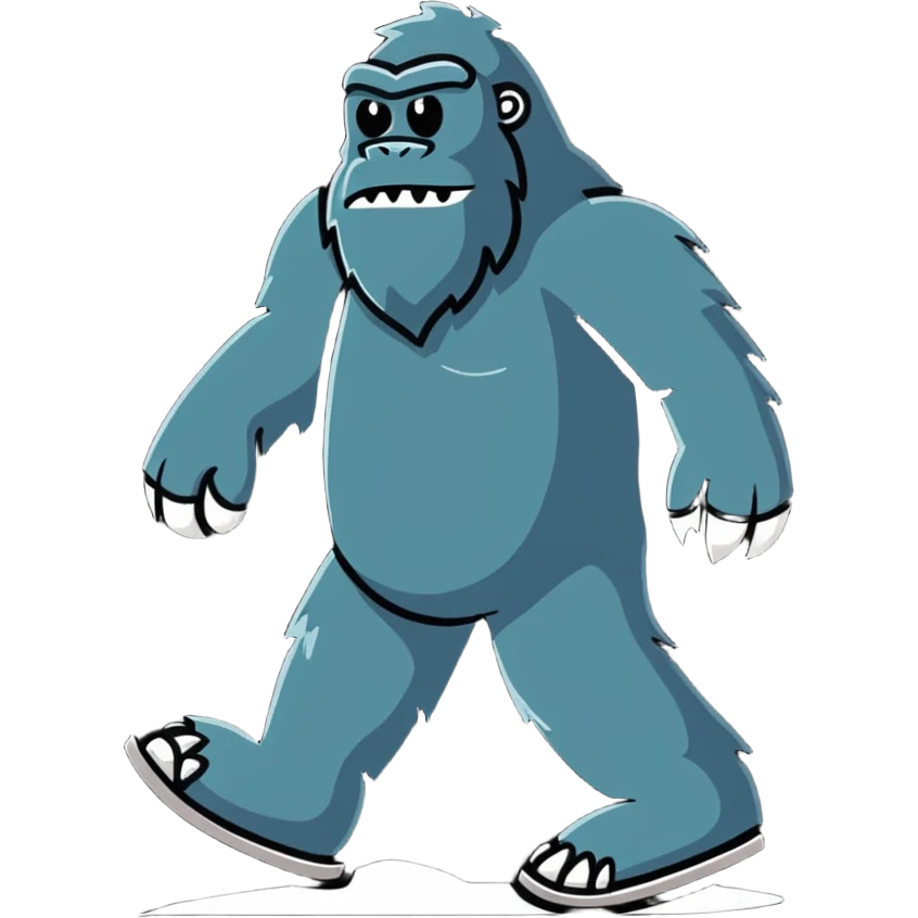 cute cartoon bigfoot with large footprints emoji