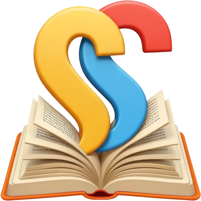 A minimalist emoji-style icon representing wordplay — symbolizing creativity with language. It features an open book or speech bubble merging with playful letters or word fragments, forming a clever visual pun. emoji