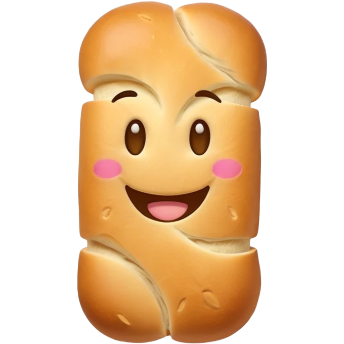 French bread with a happy face emoji
