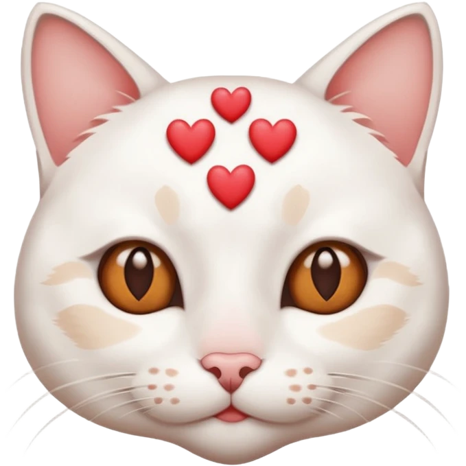 gato blanco con pocas manchitas marrones con corazones sobre los ojos  emoji