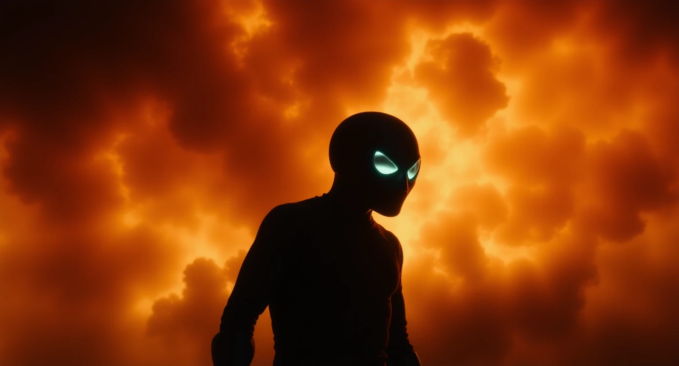 Cinematic still from "squid game" character movie, explosion in background emoji