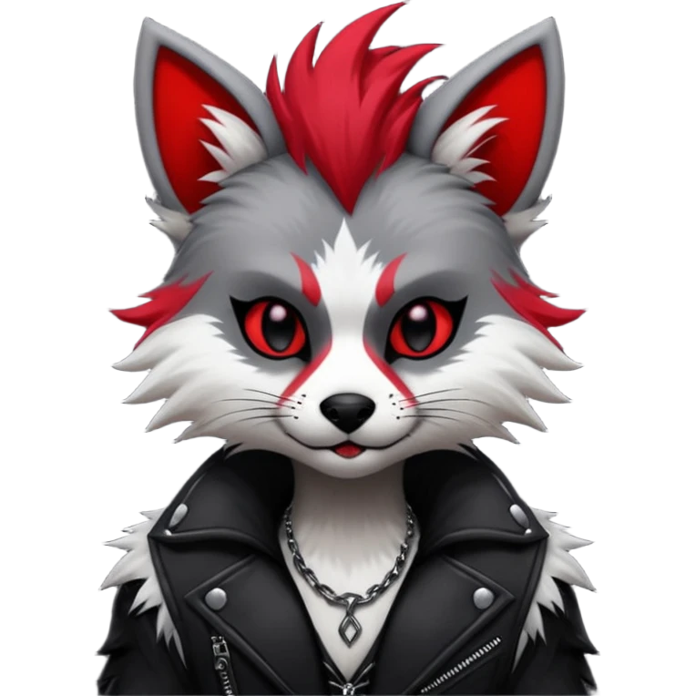 Anthropomorphic Anthro Furry punky gothic black white and red badass cool stylish handsome smexy Animal-furry-fursona emoji