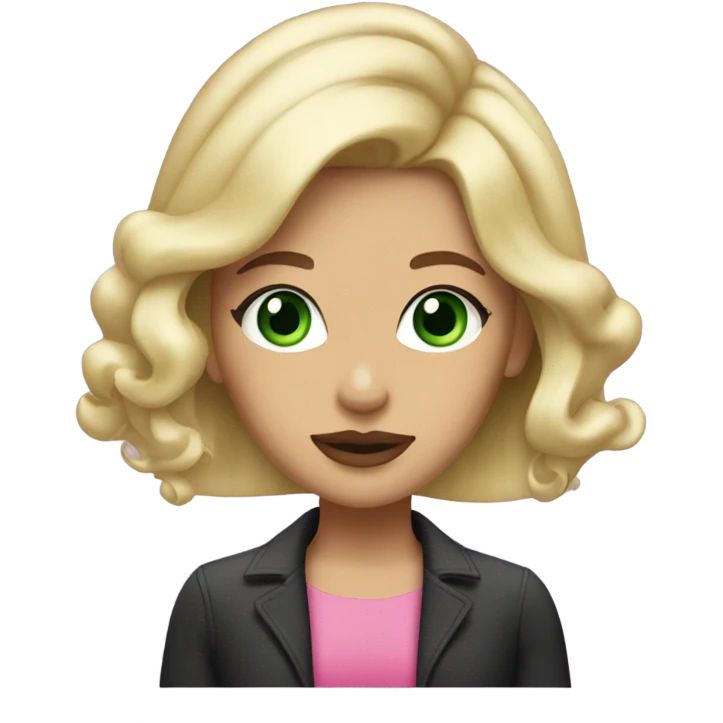 long blonde hair green eyes pretty girl big pink lips  haircut  emoji