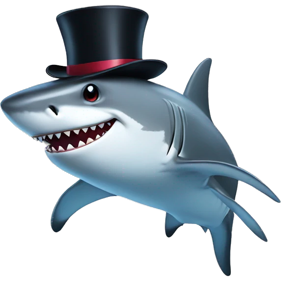 Shark with a top hat emoji