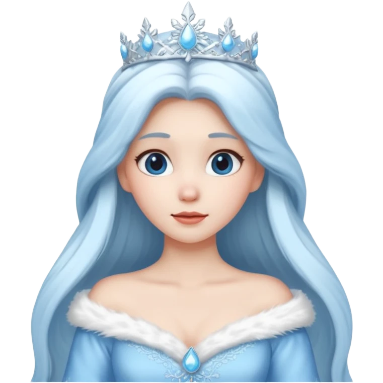 snow princess with long hair wearing snow chirsmas clothes looking at the front emoji