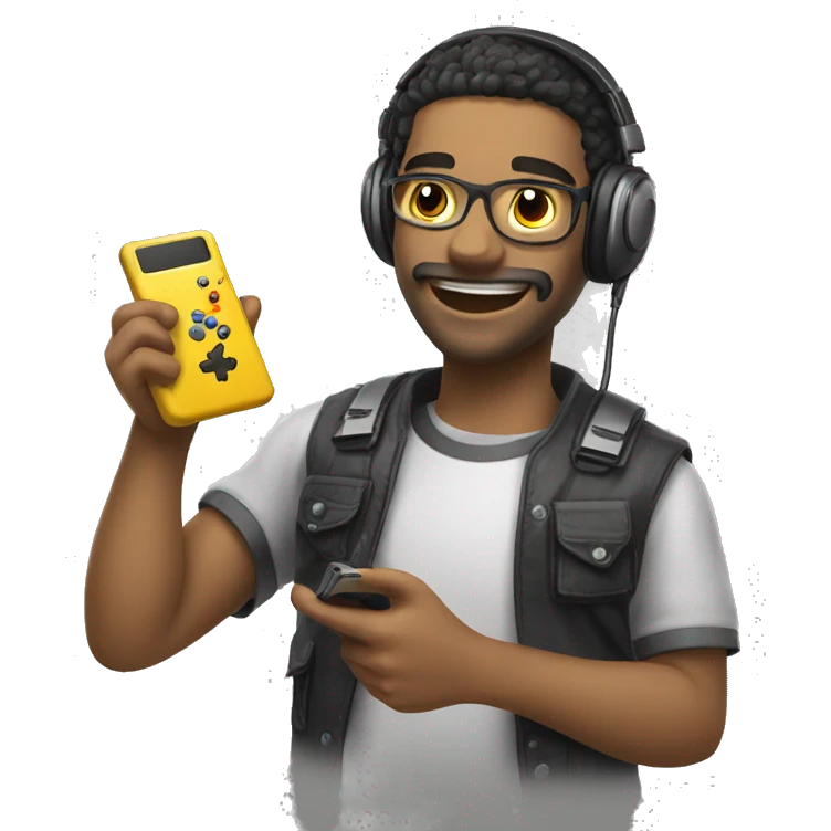 happy gamer play mobile phon emoji