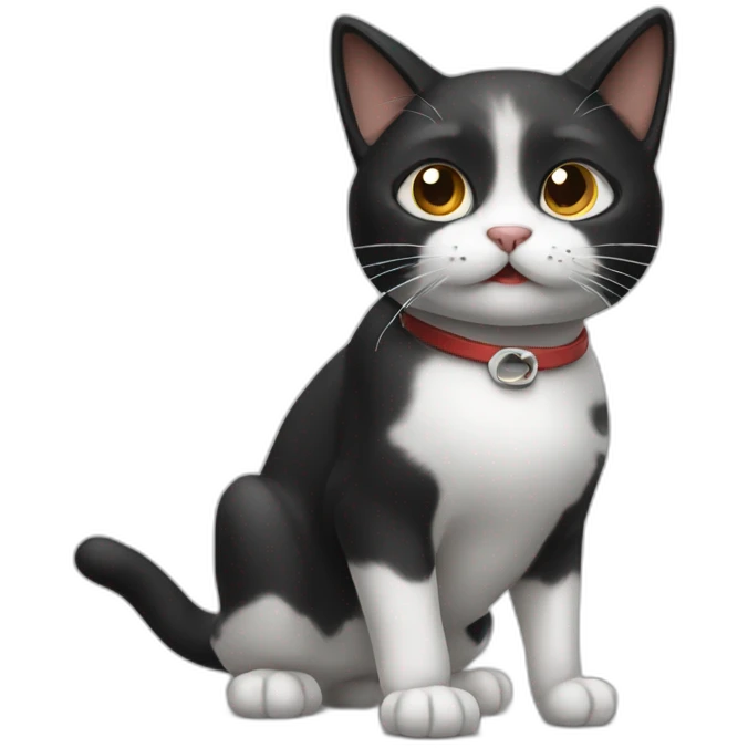 Black and white cat limping emoji