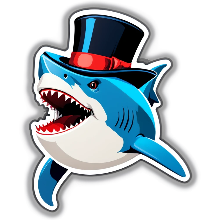 Shark with a top hat emoji