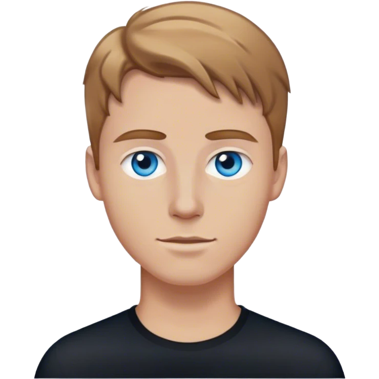 white guy light brown hair blue eyes wearing black emoji
