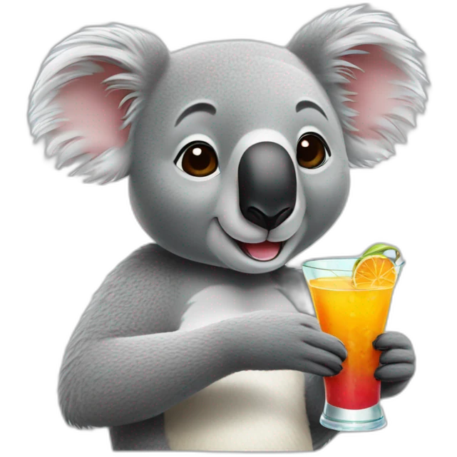 Koala drinking cocktail emoji