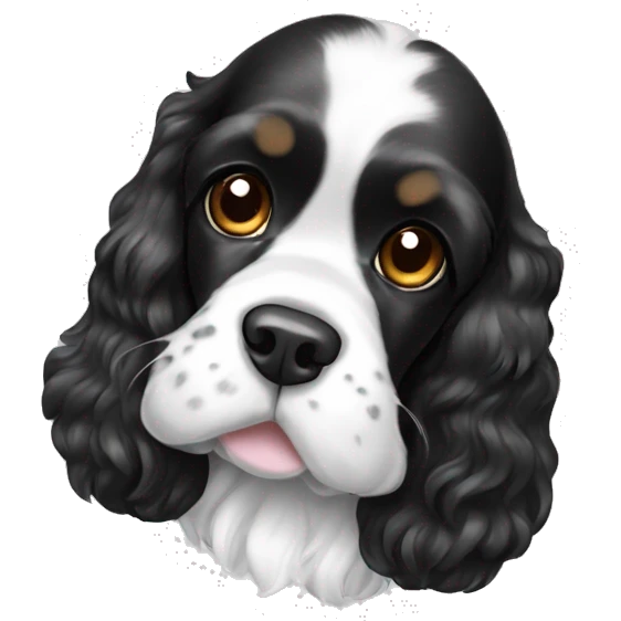 Black and white cocker spaniel with bow emoji