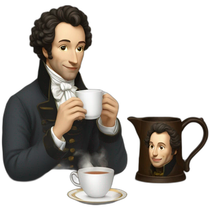 pushkin makes tea in a mug emoji