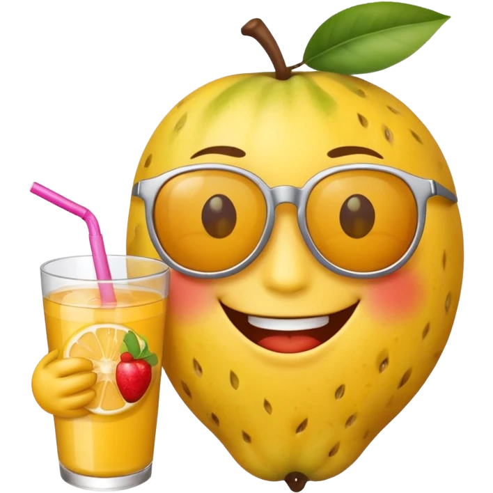 emoticon holding a fruit drink emoji