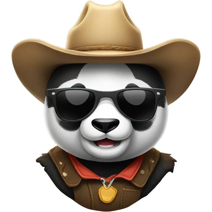 Giant panda wearing a cowboy hat with sunglasses emoji