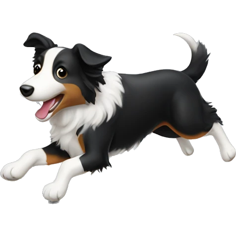 Anvil with border collie jumping over emoji