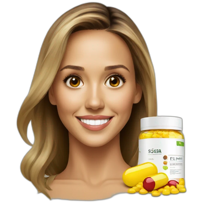 Jessica Alba with supplements  emoji