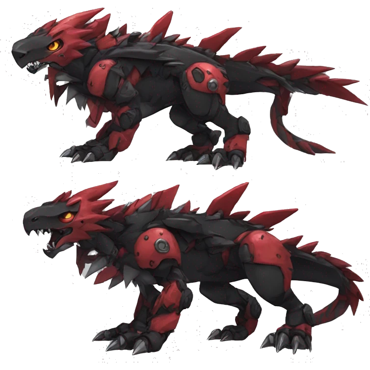  Cool Edgy Black Red Digimon-Fakemon-Garurumon full body emoji