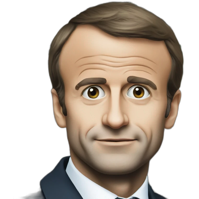 Emmanuel Macron, dollars logo instead of eyes emoji
