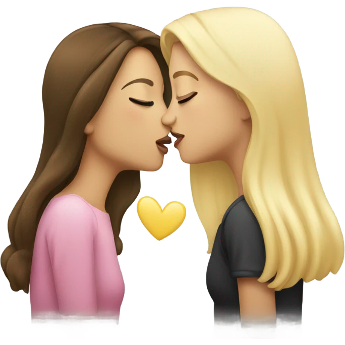 Brunette girl kiss blonde girl emoji