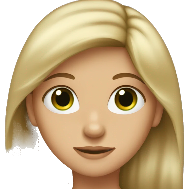 A girl with green eyes and dirty blond hair  emoji