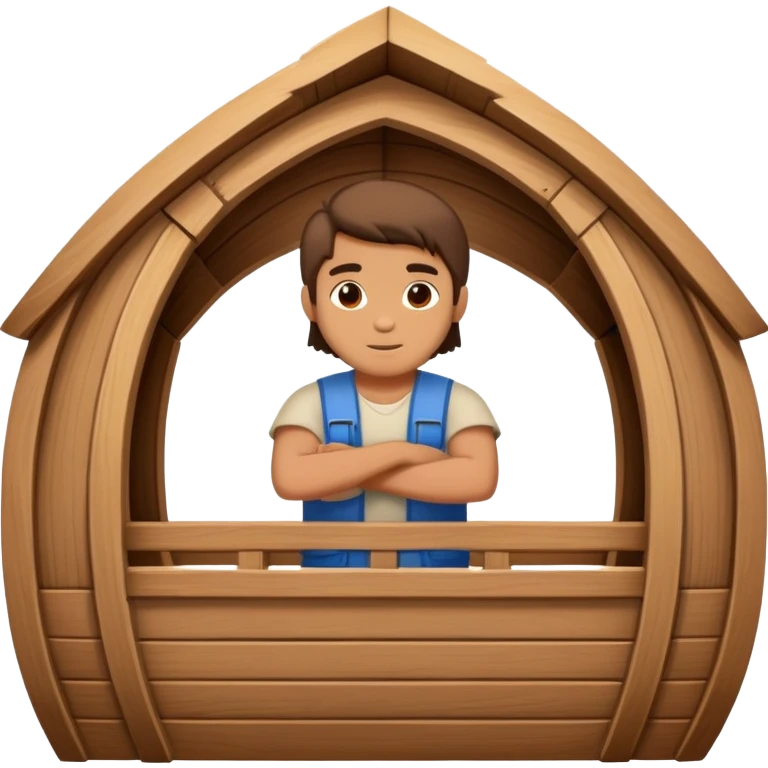 Noah building a large wooden boat ark emoji