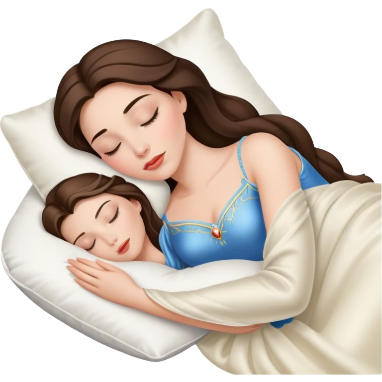 sleeping beauty brunette white girl with a silk pillow emoji
