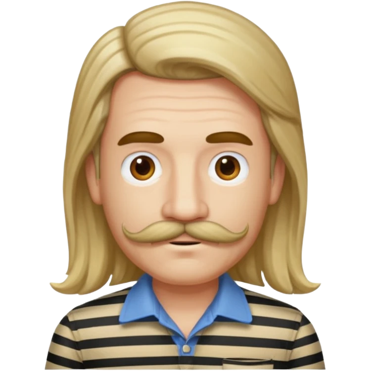 striped shirt with long hair and moustache emoji
